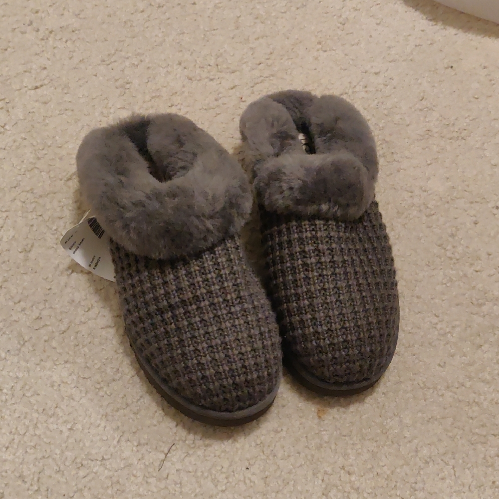 New!UGG Cluggette Knit Scuff Slipper Charcoal Gray Y2K Cottagecore Country Chic